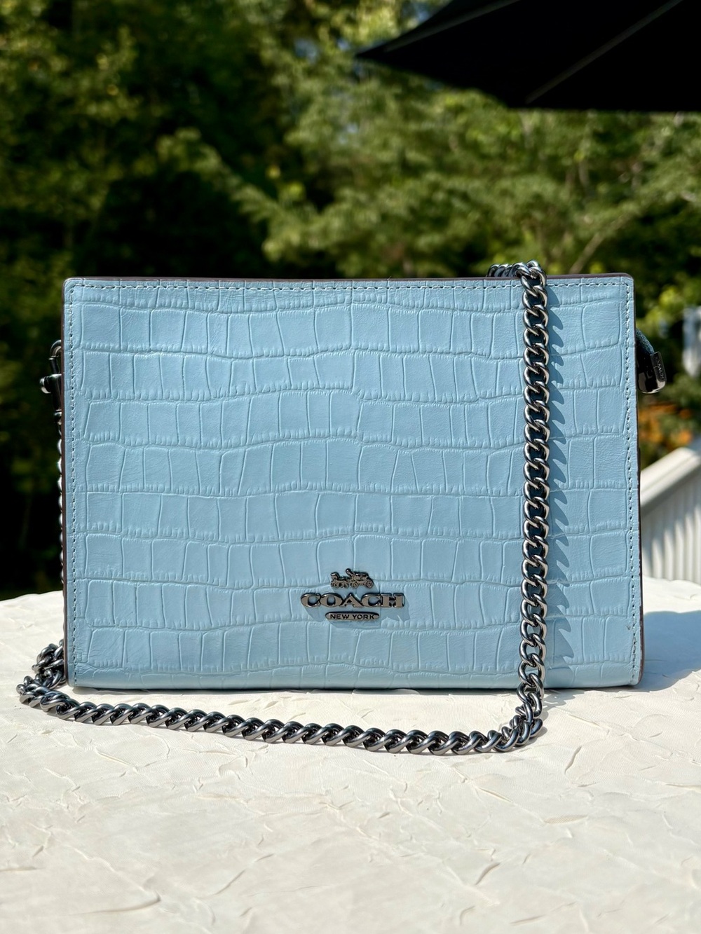 COACH Slim Crossbody In Embossed Croc With Chain Strap CR237
